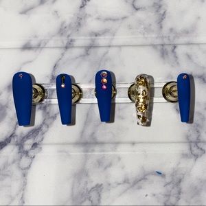 Royal Blue w Gold and stones Press on